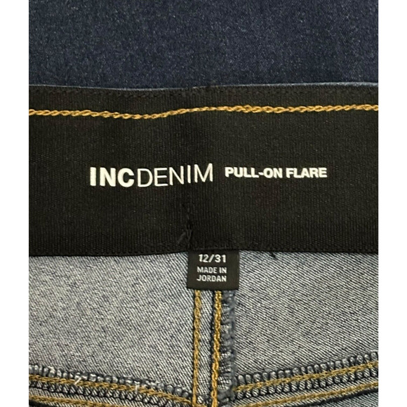 INC INT'L CONCEPTS Flare Bell Bottom Jeans Tummy Sculpt Denim High Rise DarkWash - Picture 8 of 10